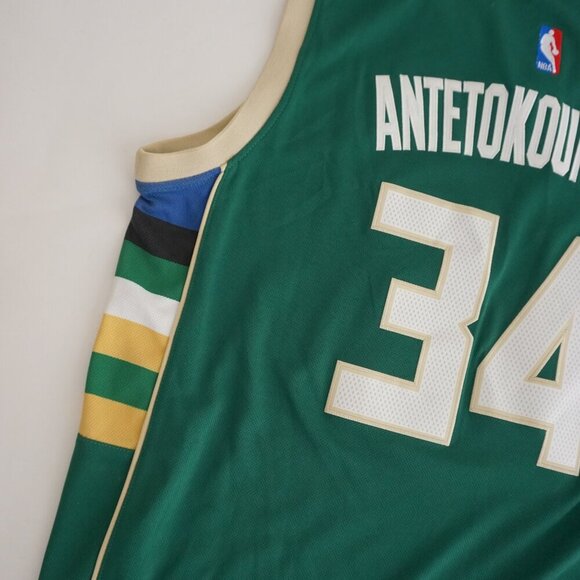 Adidas Swingman Milwaukee Bucks Antetokounmpo #34 Green & White NBA Jersey XL - Picture 14 of 14